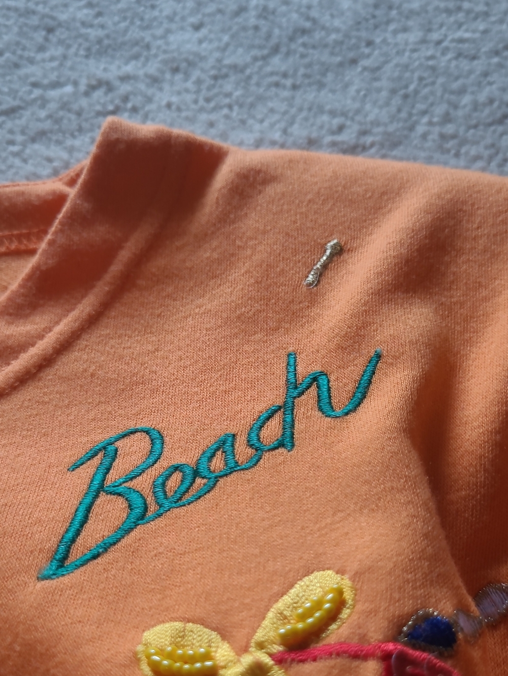 Victoria Harbour VINTAGE Size S Short Sleeve Orange Embellished Beach Tee - Picture 11 of 16